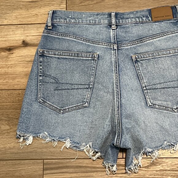 American Eagle Highest Rise 90s Boyfriend Short SZ 8 Cut Off Stretch Denim Blue - Picture 12 of 13